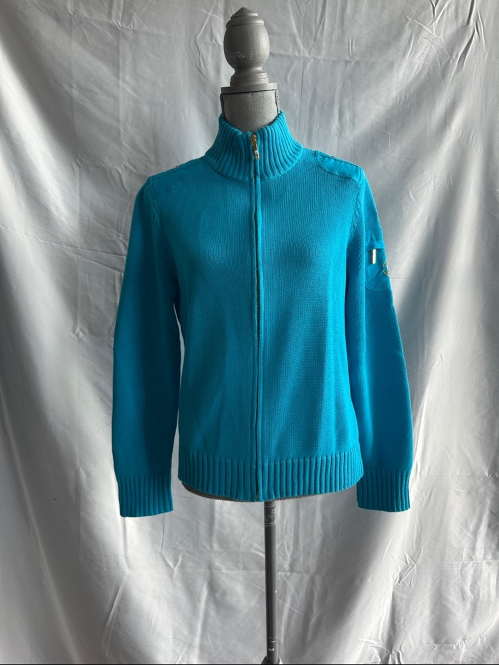 Ralph Lauren Turquoise Zip-Up Turtleneck Sweater